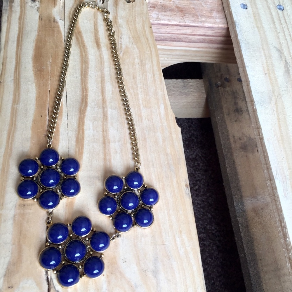 Anthropologie Blue Bubble Flower Necklace